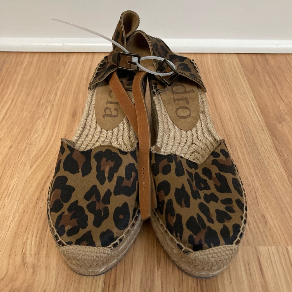 Pedro Garcia Orquidea Leopard Print Wedge Espadrille Sandals - Picture 2 of 9